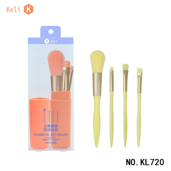Keli Beauty Factory Price Luxury Vegan Makeup Brush Set 4 In1 Portable Multifunction