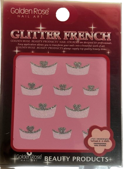 Sticker dekorativ për thonj Golden Rose Glitter French