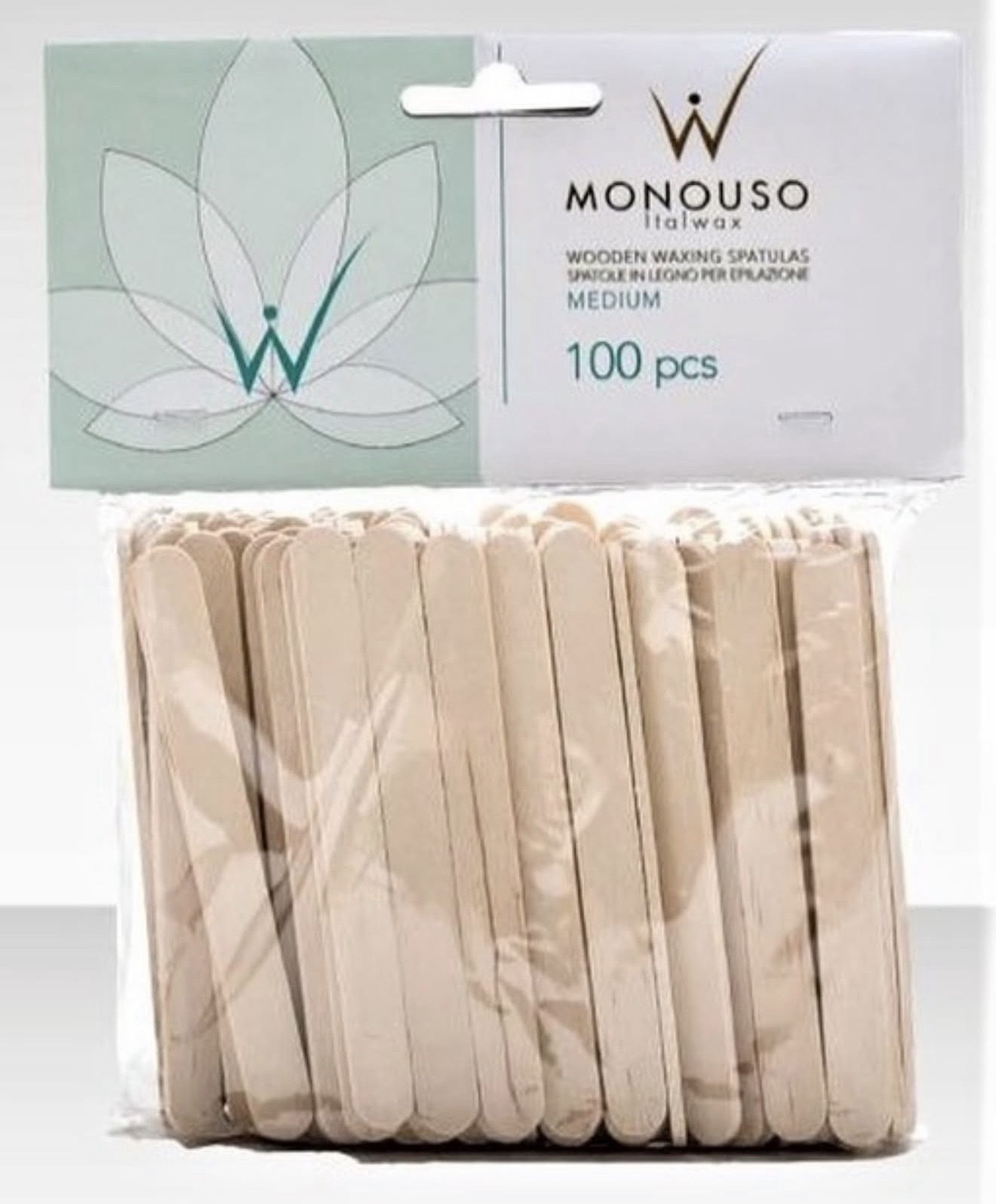Monouso Italwax Wooden Waxing Spatulas Medium – Spatula Druri për Depilim (100 Copë)