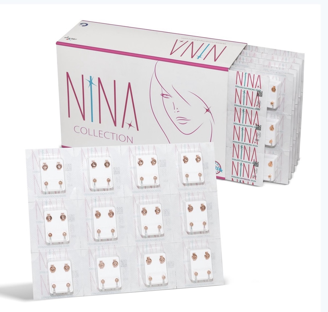Nina Collection Vathë Sterilë për Shpimin e Veshëve