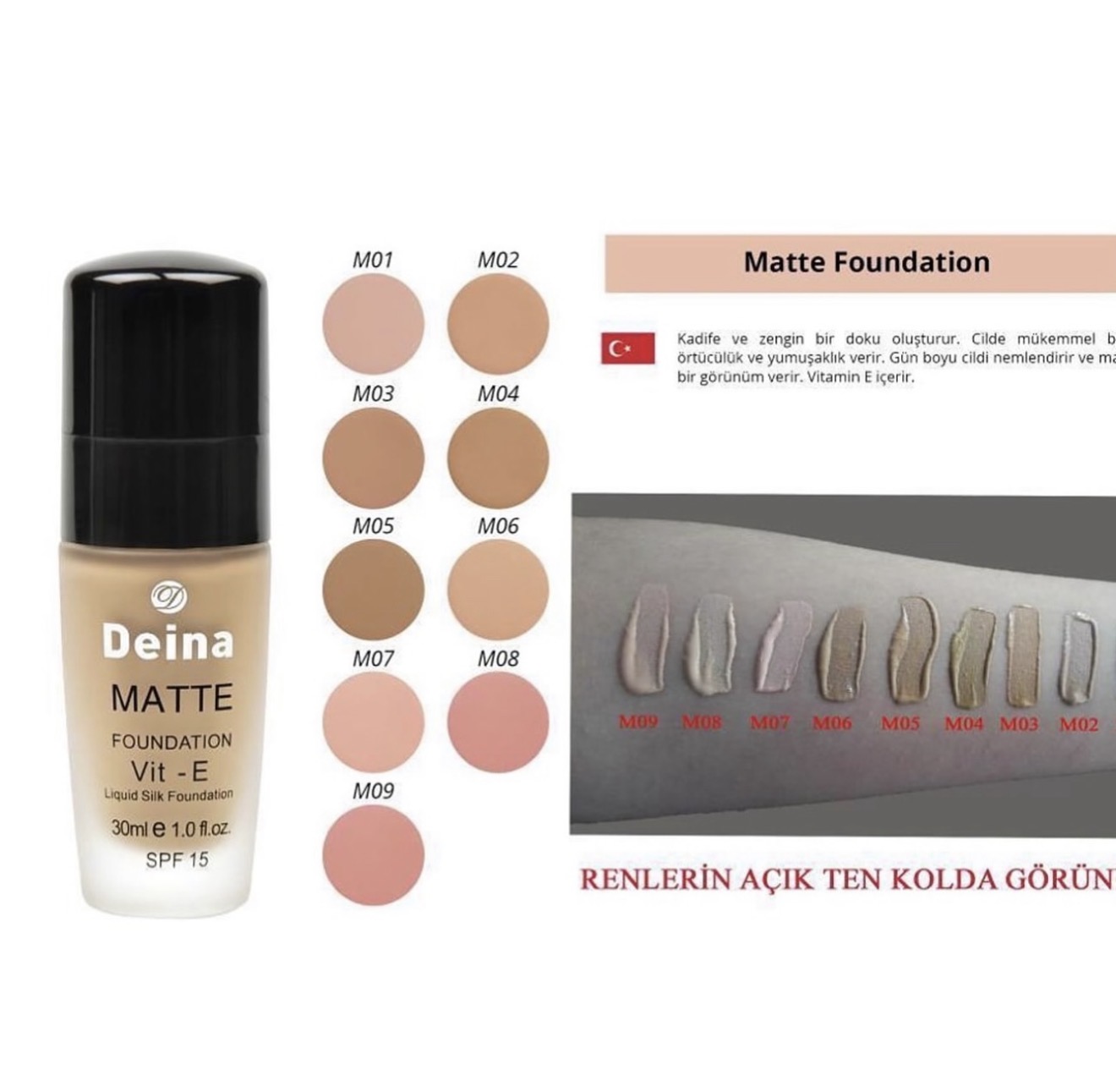 Derna Matte Foundation SPF 15 – 30ml — foto 2