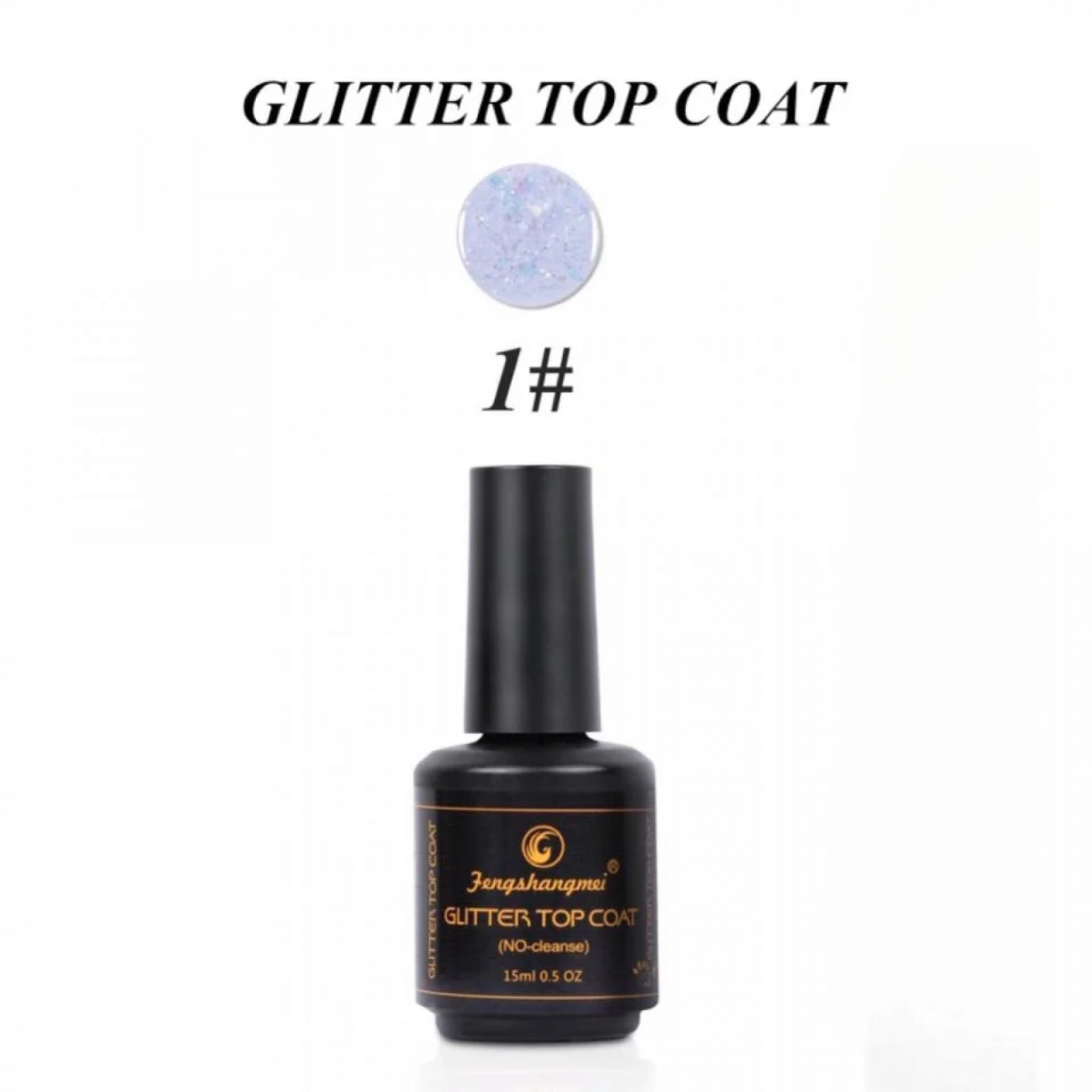 Fengshangmei Glitter Top Coat No Wipe 15ml – Top Coat me Shkëlqim për Thonj