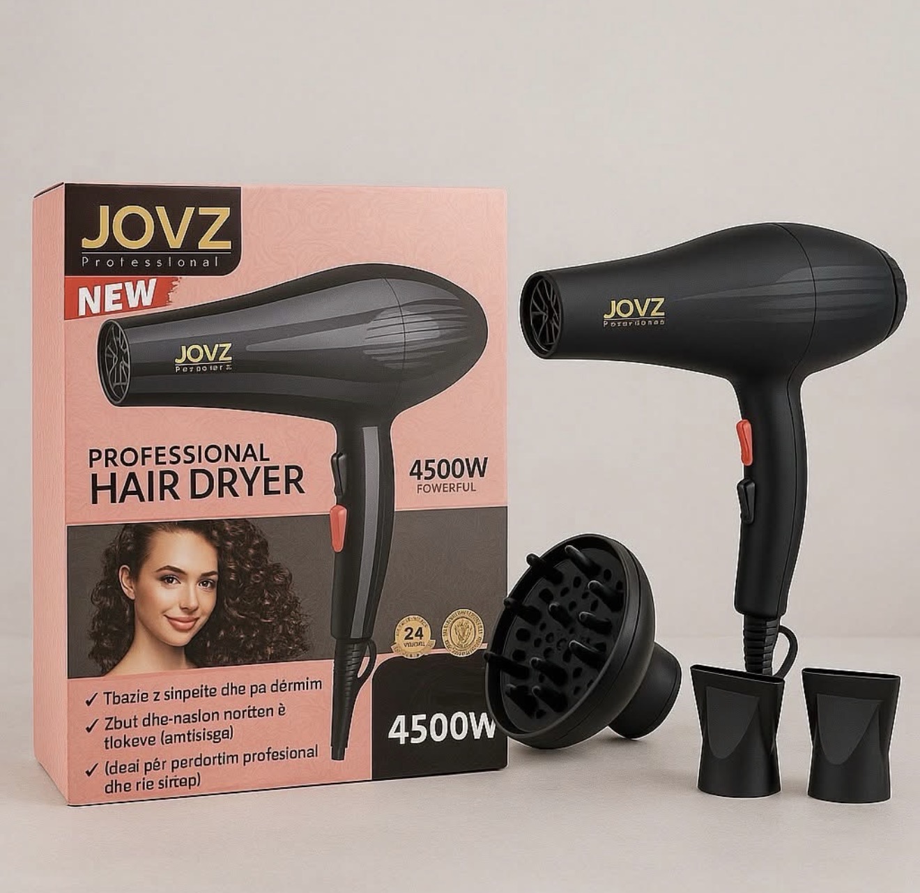 Tharëse Profesionale Flokësh JOVZ 4500W me Difuzor