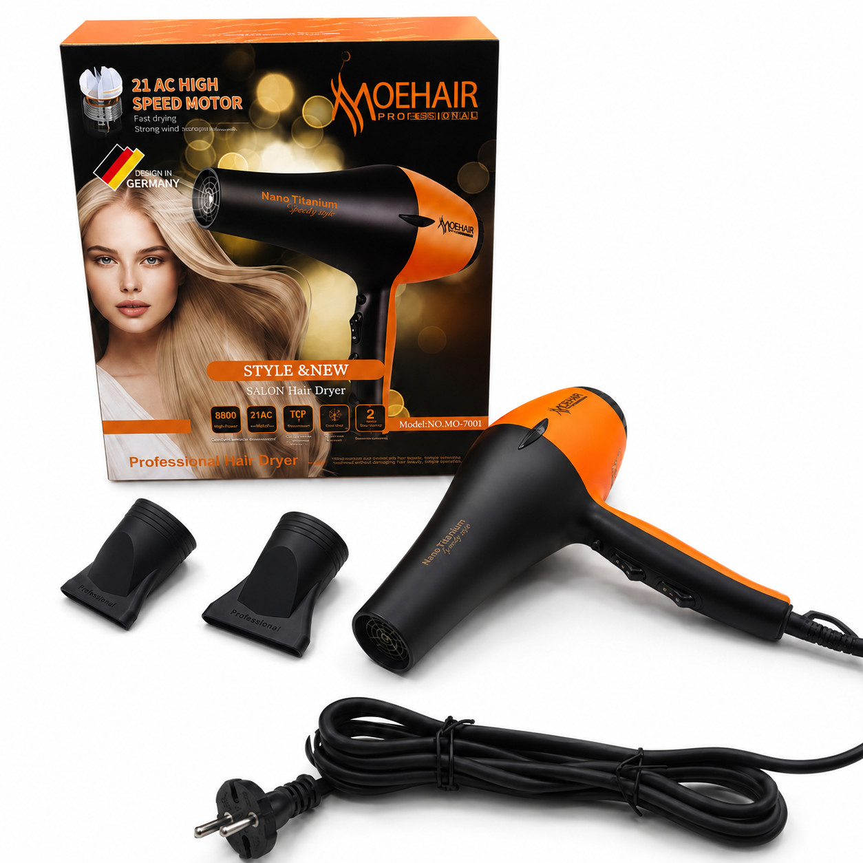 Tharëse Profesionale Flokësh MOEHAIR Nano Titanium MO-7001
