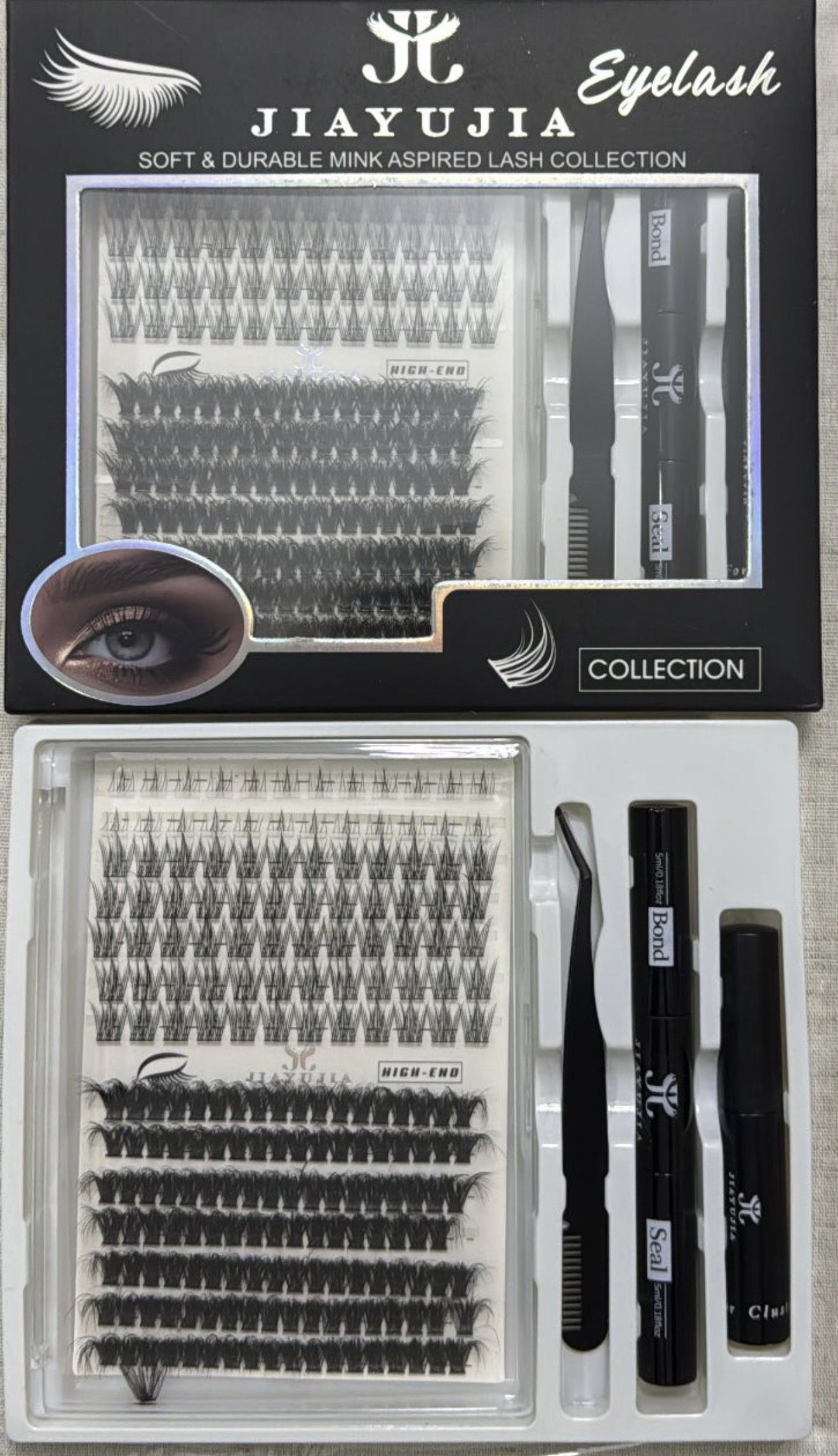 Jiayujia Eyelash Collection – Set Qerpikësh Artificialë me Bond & Seal