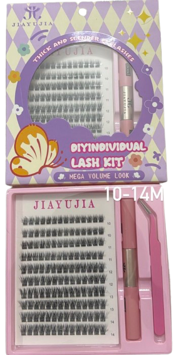 Jiayujia DIY Individual Lash Kit 10-14mm – Set Qerpikësh Individualë Mega Volume
