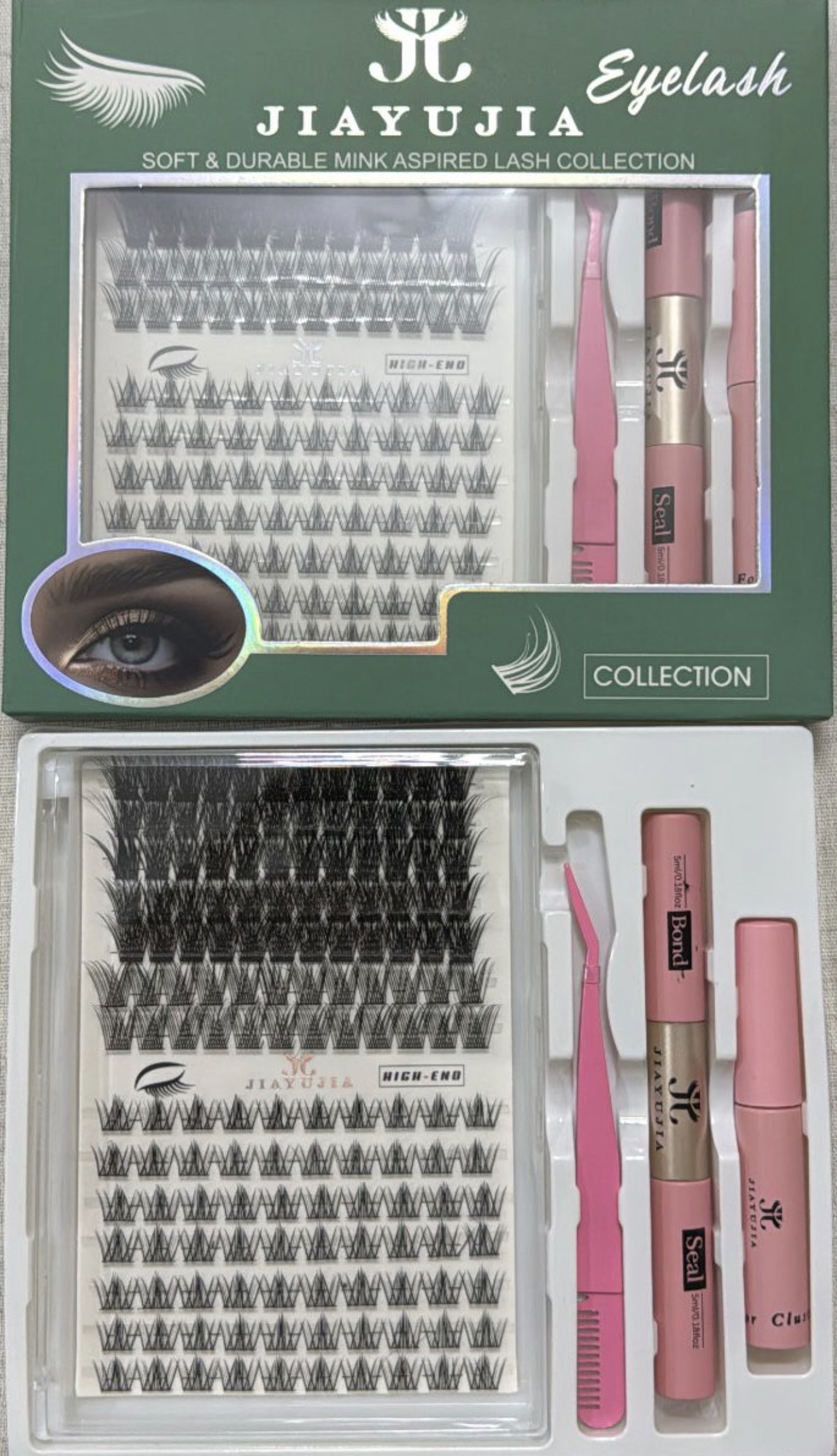 Jiayujia Eyelash Collection – Set Qerpikësh Individualë me Bond & Seal