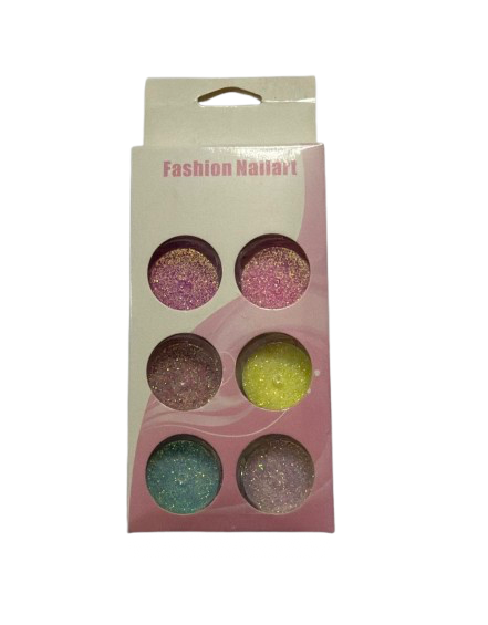 Set Glitter për Nail Art – 6 Ngjyra