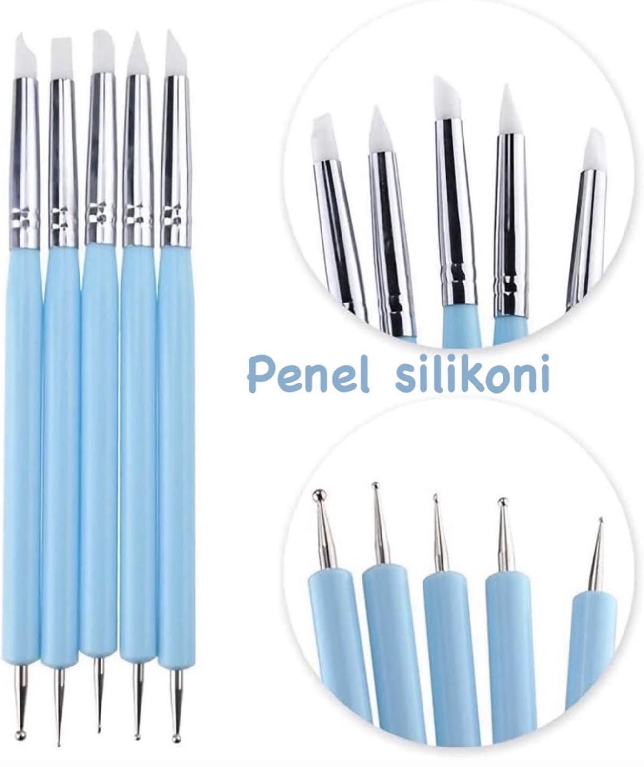 Penela Silikoni dhe Dotting Tools për Nail Art – 2 në 1