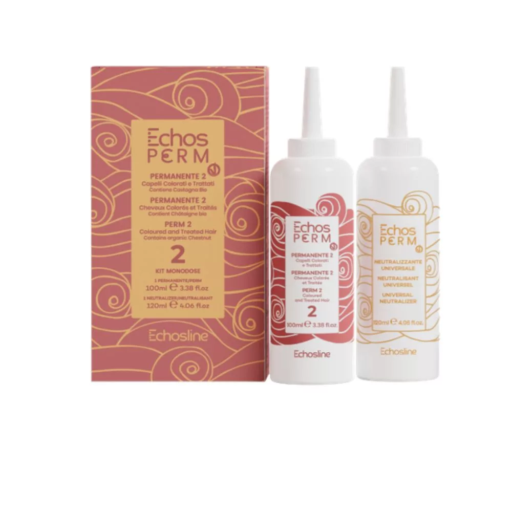 Echosline Echos Perm 2 Kit – Permanent për Flokë të Lyer dhe të Trajtuar (100 ml + 120 ml)