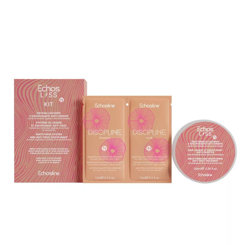 Echosline Echos Liss Kit – Sistem Profesional për Drejtim dhe Disiplinim të Flokëve Anti-Frizz 150ml+100ml