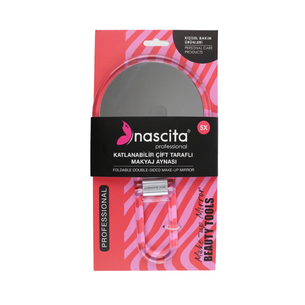 Nascita Professional Foldable Double-Sided Make-Up Mirror – Pasqyrë Grimi e Palosshme me Dy Anë (5x Zmadhim)