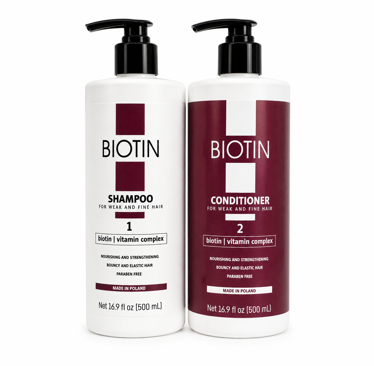 Biotin Shampoo & Conditioner Set – Për flokë të dobët dhe të hollë