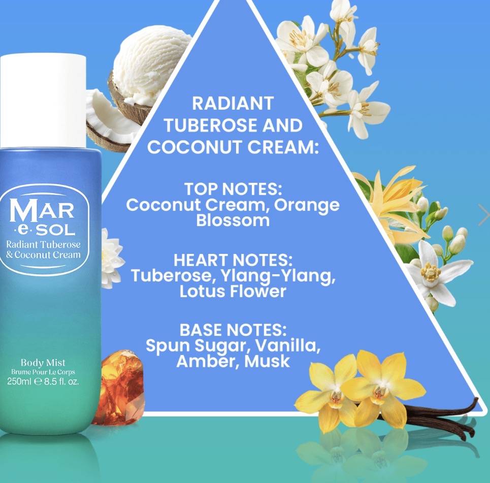 Mar e Sol Radiant Tuberose & Coconut Cream Body Mist 250ml — foto 2