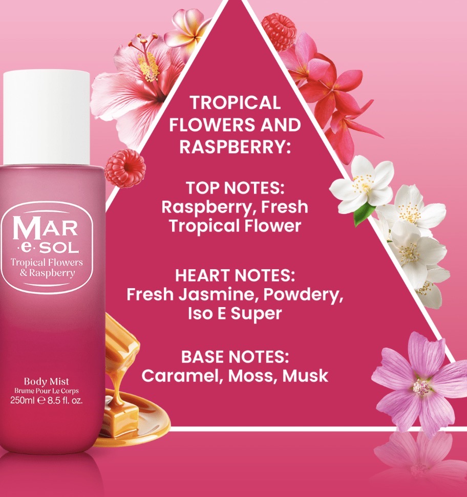 Mar e Sol Tropical Flowers & Raspberry Body Mist 250ml — foto 2