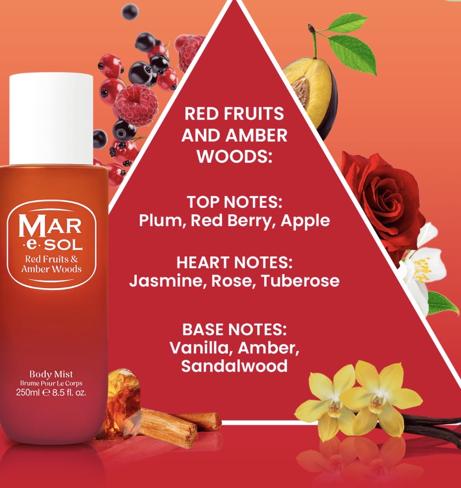 Mar e Sol Red Fruits & Amber Woods Body Mist – 250 ml — foto 2