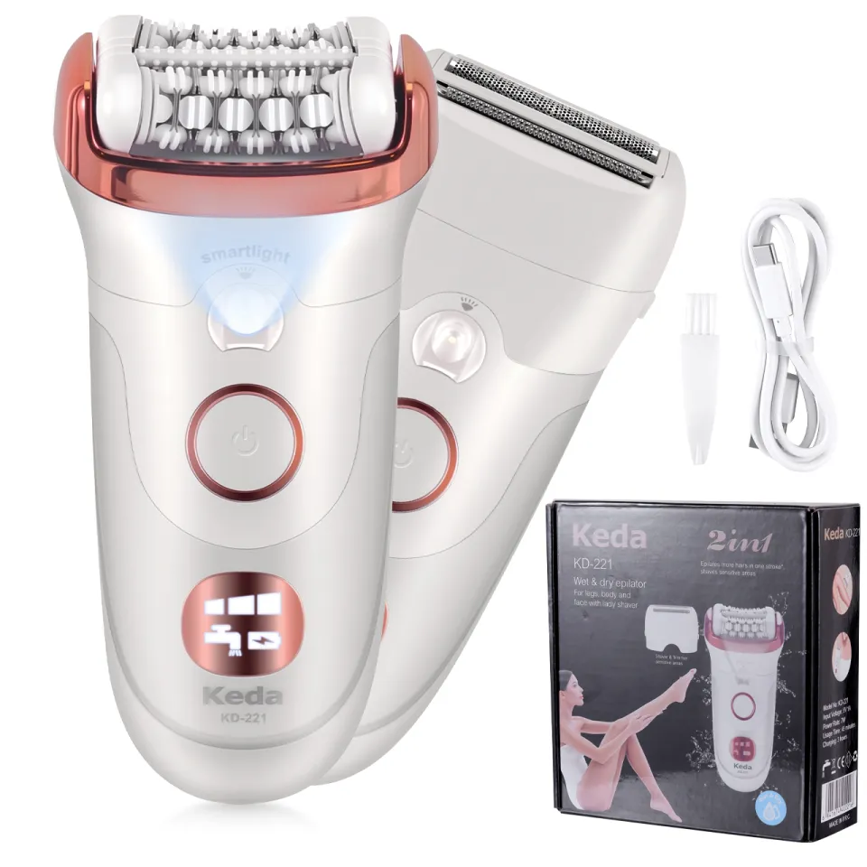 Keda KD-221 – Epilator 2 në 1 Wet & Dry